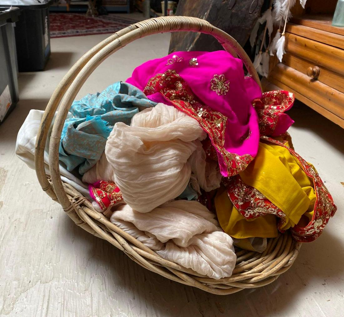 No Shipping Basket Of Scarves & Textiles: LOCAL PICK UP ONLY, WESTSIDE SANTA CRUZ, 95060 LOCAL PICK UP ONLY, WESTSIDE SANTA CRUZ, NO SHIPPING, Basket Of Scarves & Textiles NO SHIPPING AVAILABLE All items sold as is where is. There are No guar