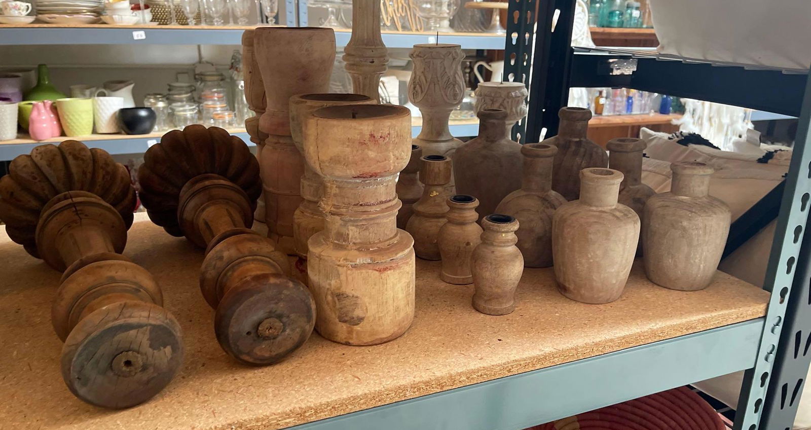 No Shipping  Decorative Wood Candle Holder, Vases (1 of 5)