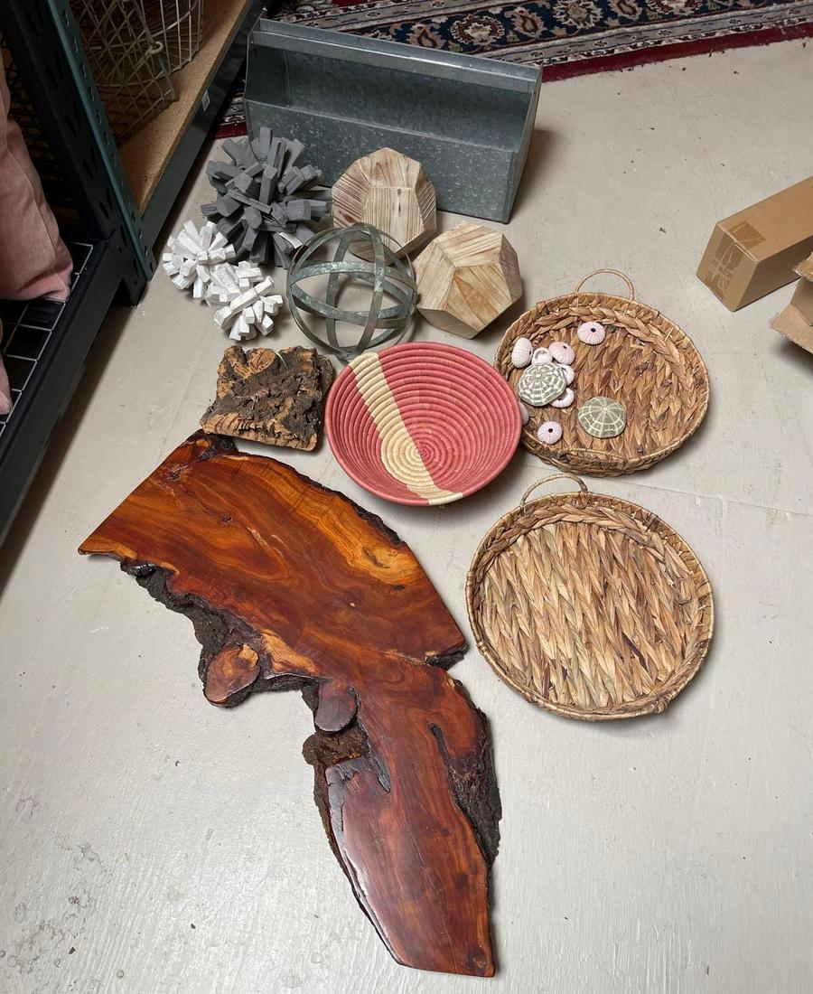 No Shipping  Burlwood, Baskets, And Decorative Items (1 of 4)