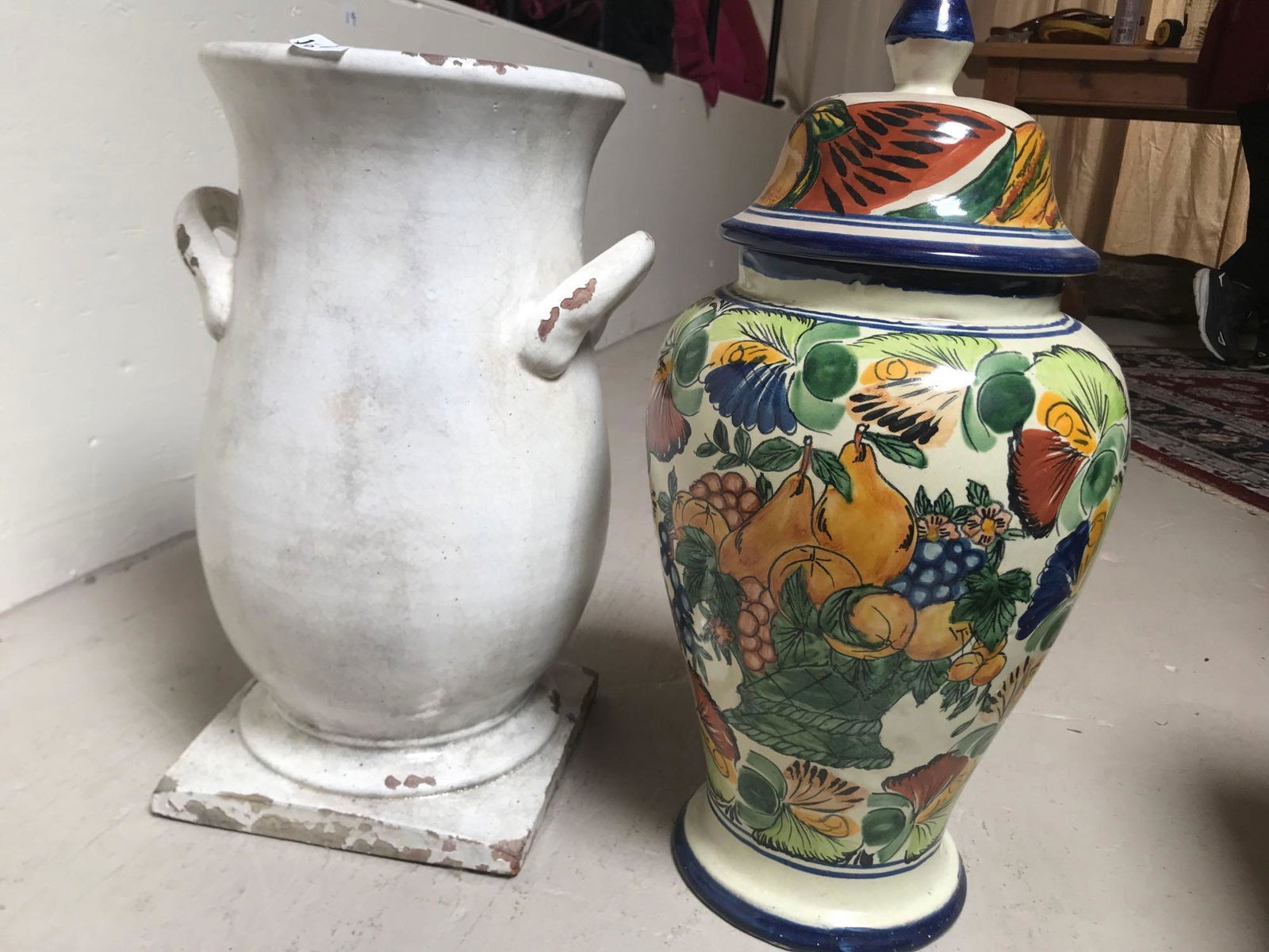 No Shipping  Glazed Ceramic Lidded Jar And Pot (1 of 4)