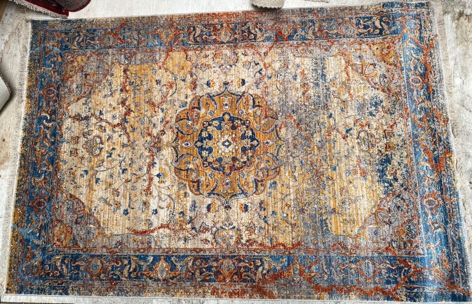 No Shipping   Blue & Gold, Rug 4" X 6" (1 of 4)