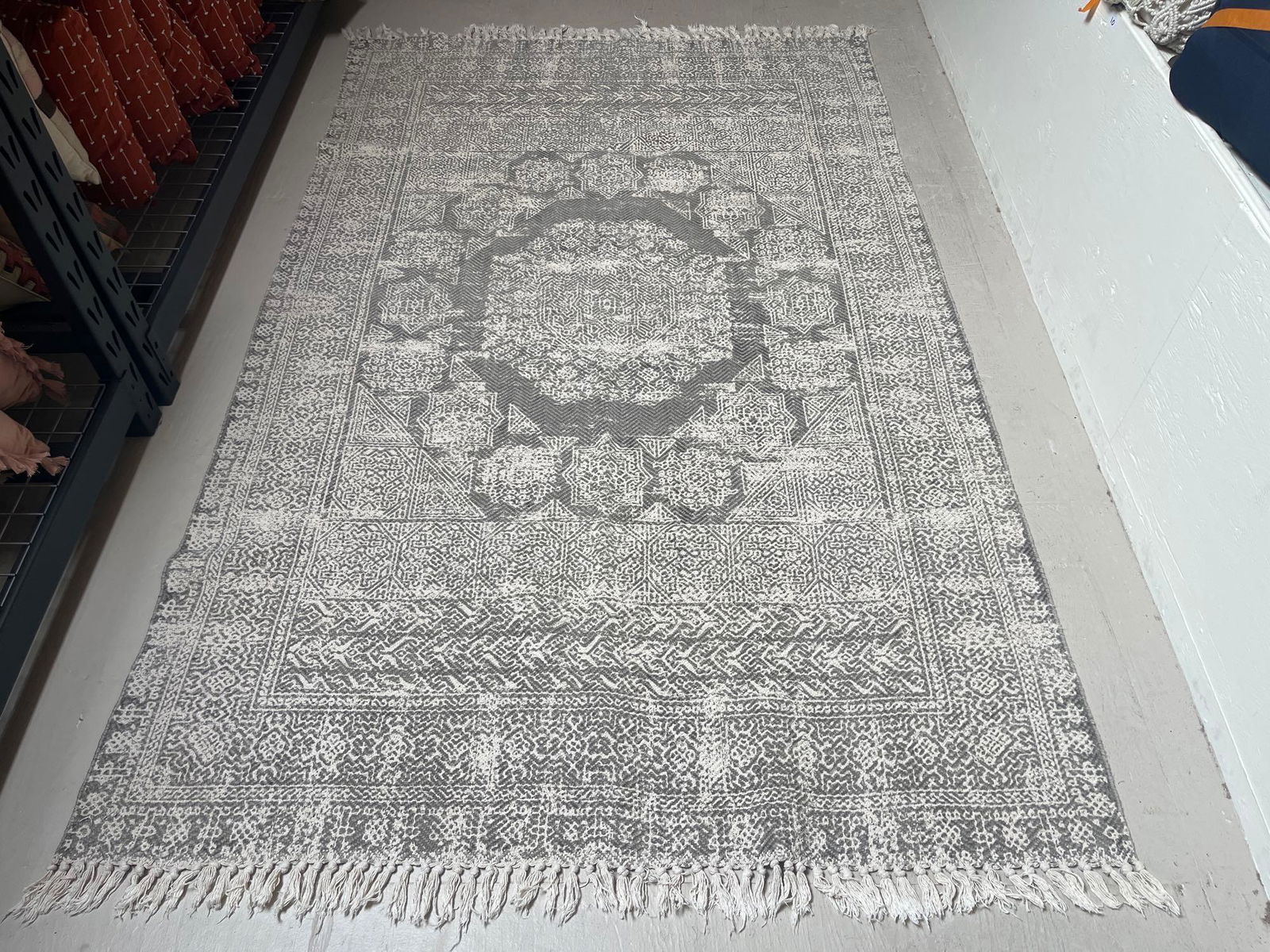 No Shipping  Grey & White Area Rug, Approximately 8" X 5" (1 of 3)