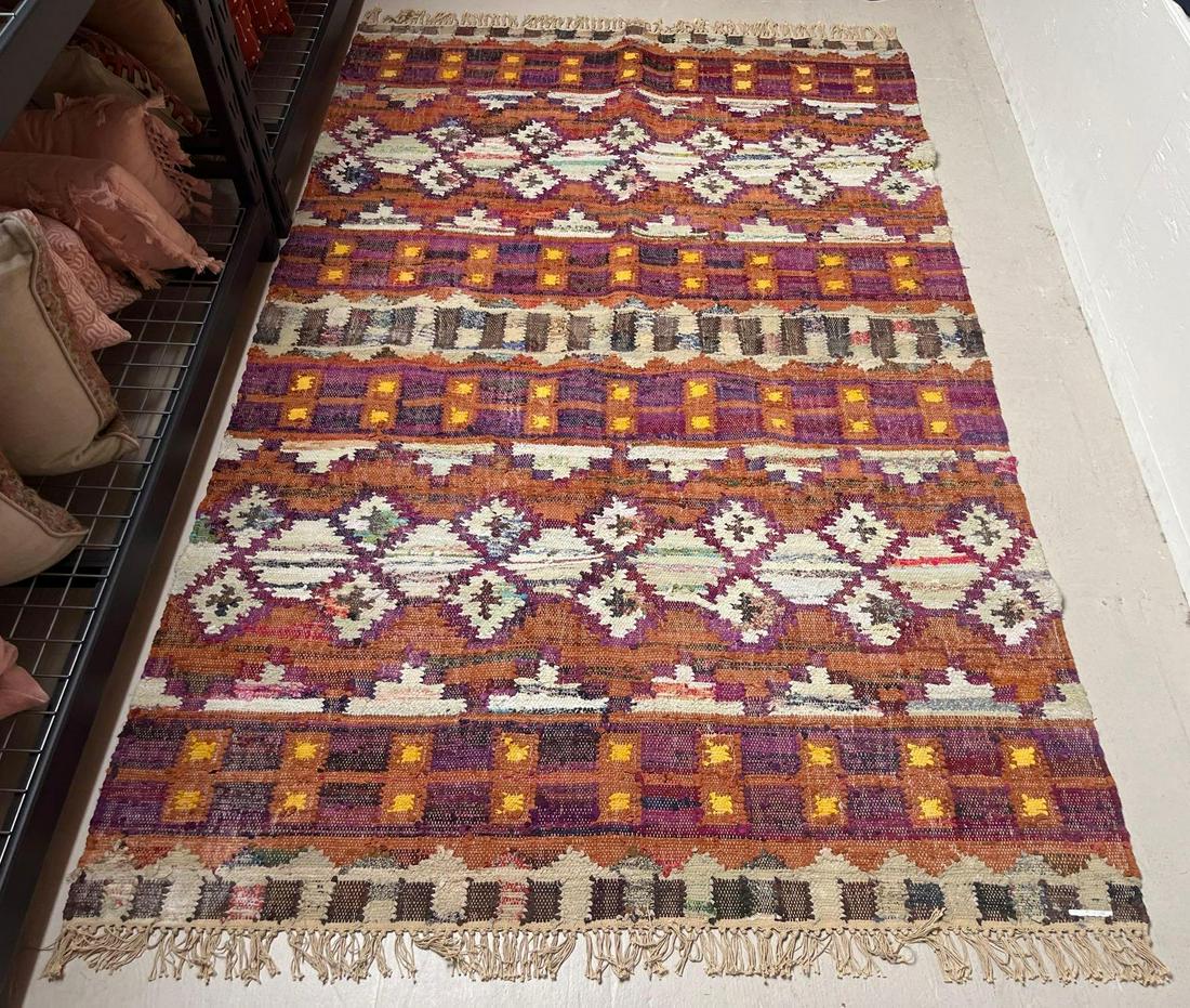 No Shipping  Colourful Woven Area Rug, Approximately 5" X 8" (1 of 4)
