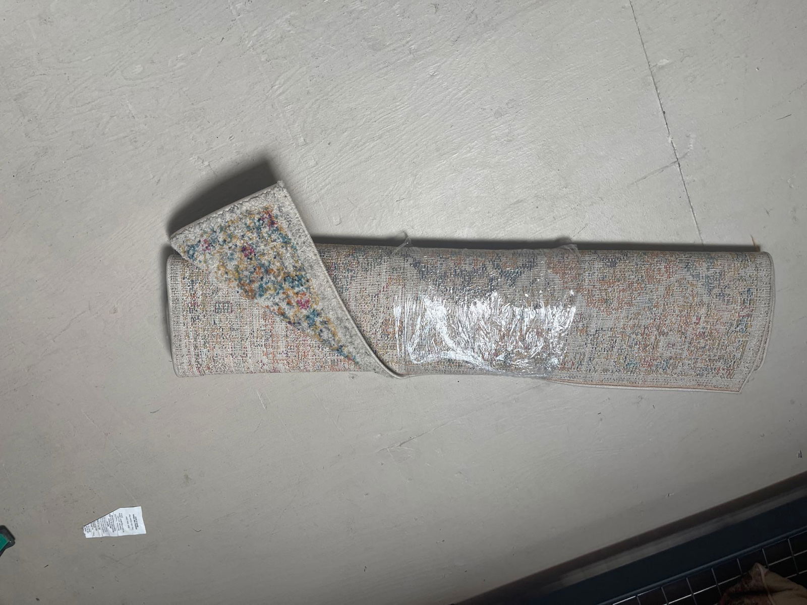 No Shipping  Beige Orange And Blue Rug, Approximately 4 X 6" (1 of 4)