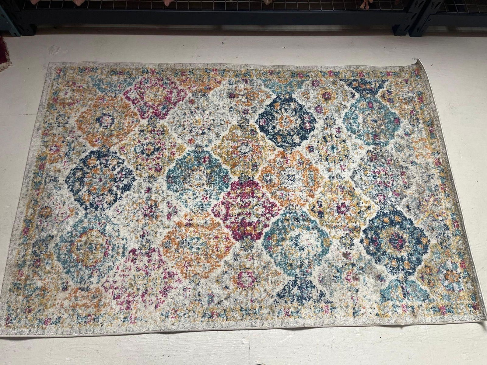 No Shipping  Light Blue Gold In Beige Rug, Approximately 4" X 6" (1 of 4)