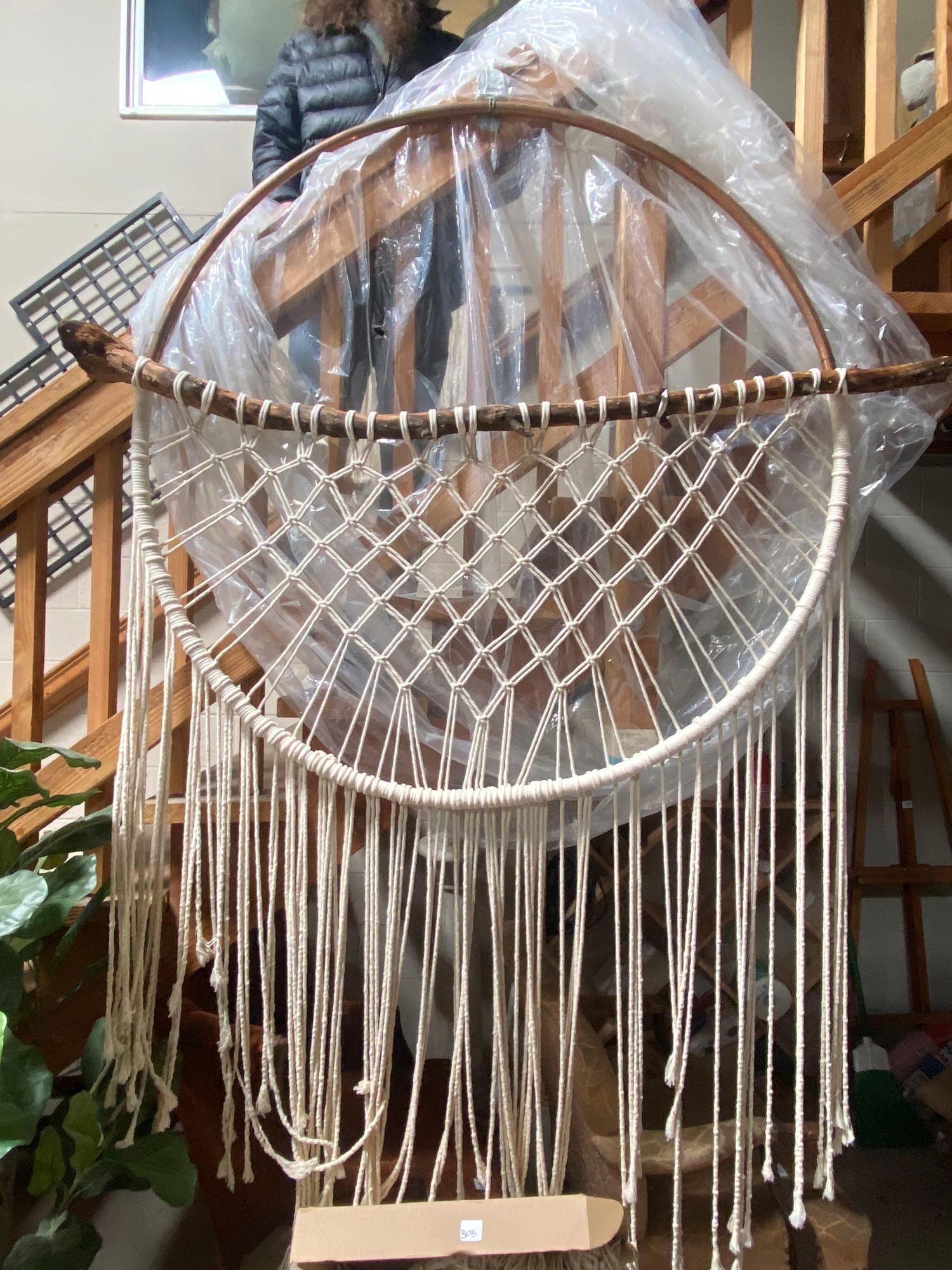 No Shipping  Very Large Copper & Driftwood Macrame Wall Hanging (1 of 4)