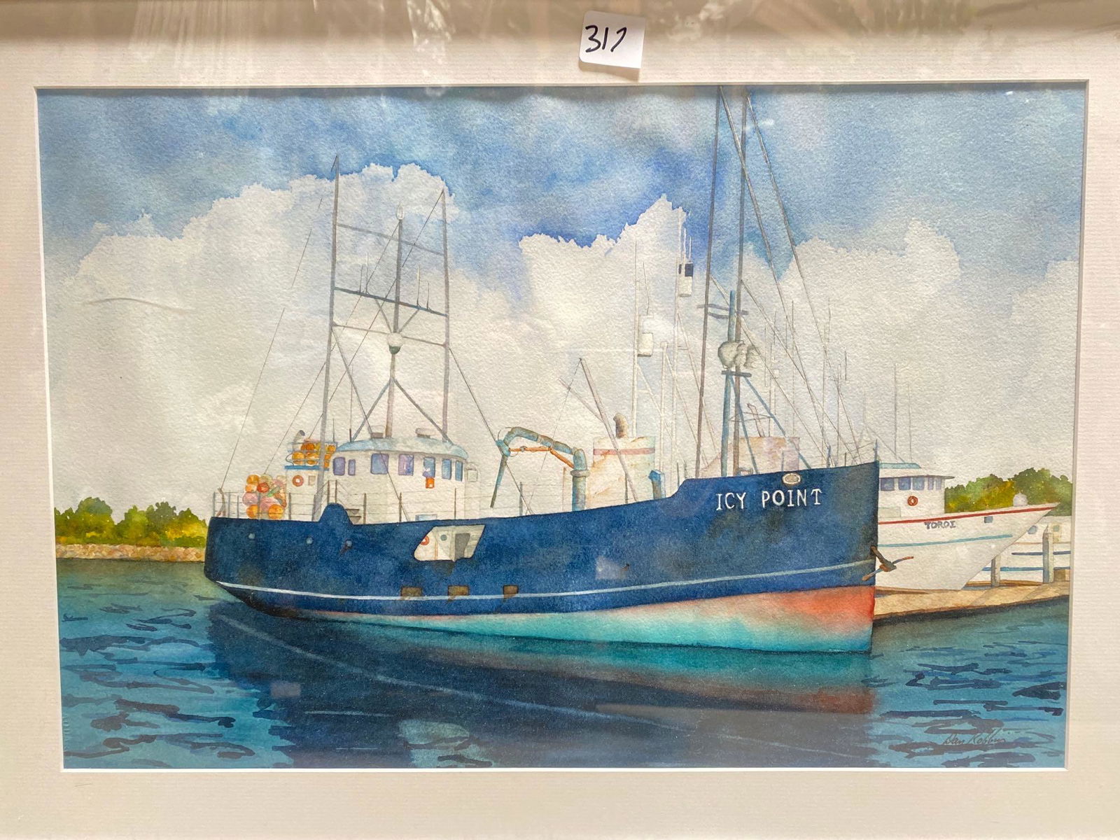 No Shipping  Dan Robbins, Original Watercolor, Harbor Scene (1 of 4)
