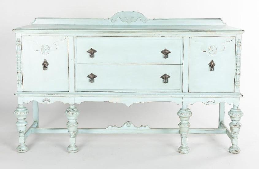 No Shipping  Teal Painted Vintage Sideboard (1 of 3)