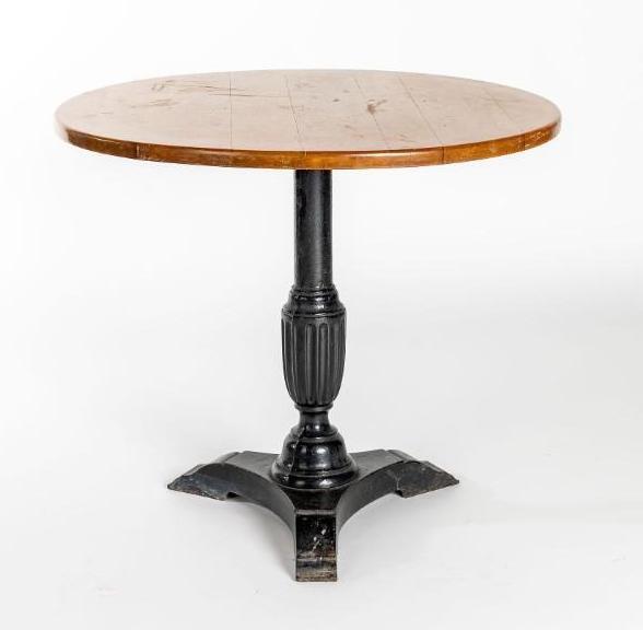 No Shipping  Round Bar Table With Antique Cast Iron Base (1 of 3)