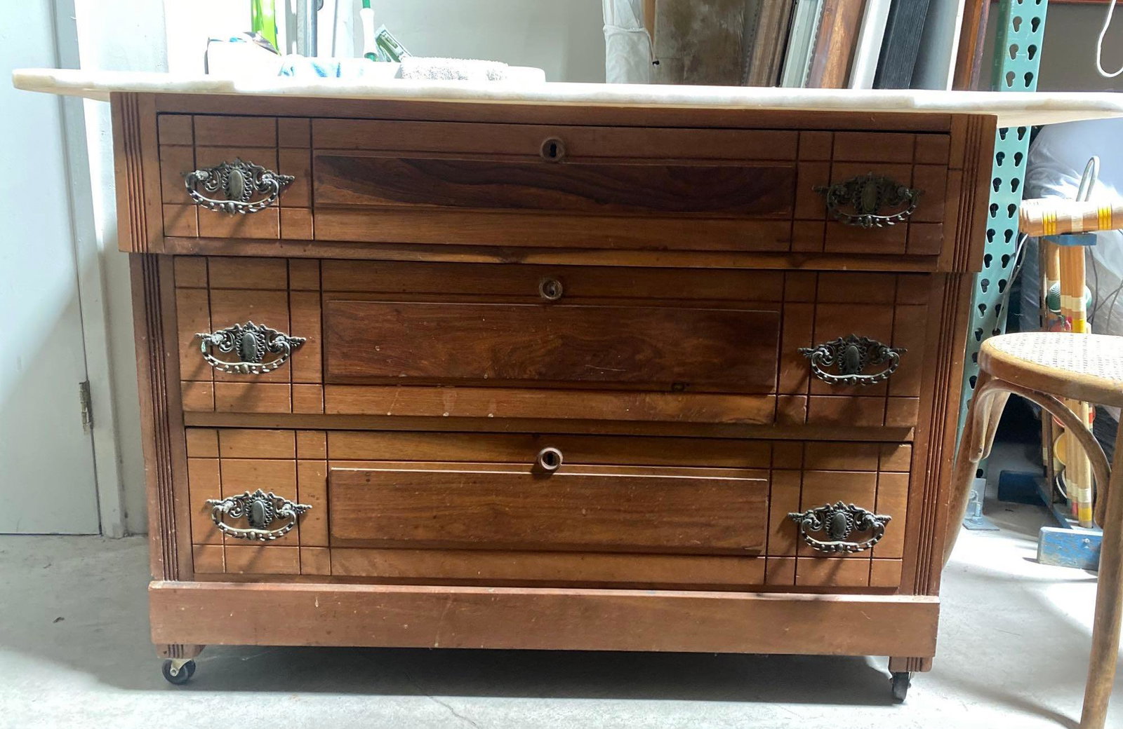 No Shipping Antique Sideboard Or Dresser With Marble Top: LOCAL PICK UP ONLY, WESTSIDE SANTA CRUZ, 95060 LOCAL PICK UP ONLY, WESTSIDE SANTA CRUZ, NO SHIPPING, Antique Sideboard Or Dresser With Marble Top NO SHIPPING AVAILABLE All items sold as is where is. T
