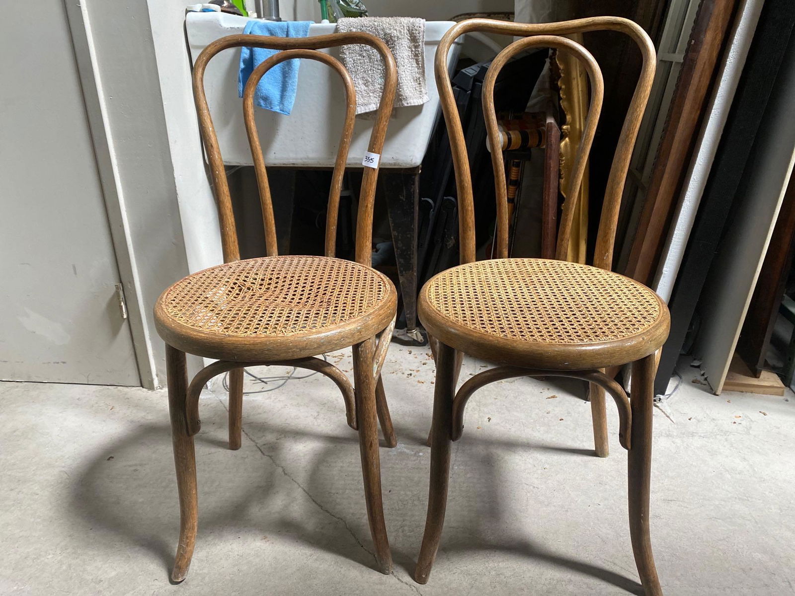No Shipping  Pair Of Bentwood Cane Seat Parlor Chairs (1 of 5)