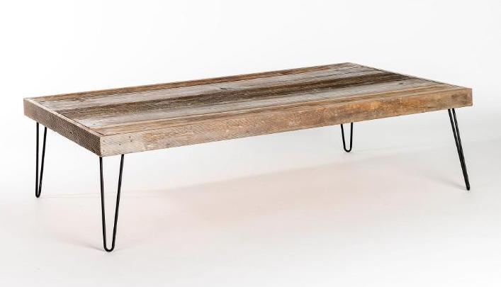 No Shipping  Rectangular Wood & Metal Coffee Table (1 of 2)