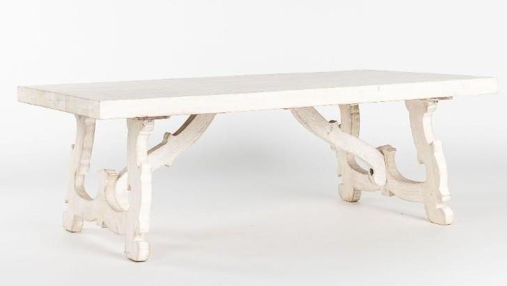 No Shipping  Rectangular Whitewashed Wooden Coffee Table (1 of 2)