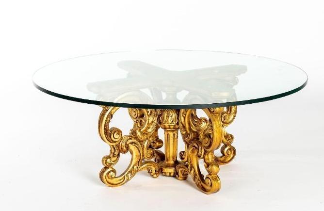 No Shipping  Gilt Glass Top Coffee Table (1 of 3)