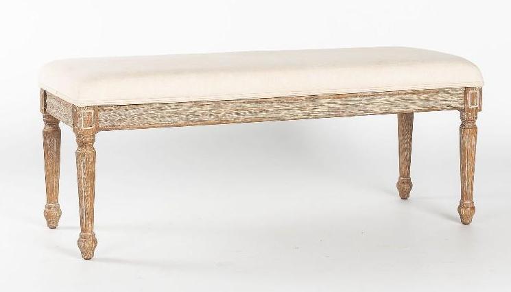 No Shipping  Tan Upholstered Wooden Bench. (1 of 2)