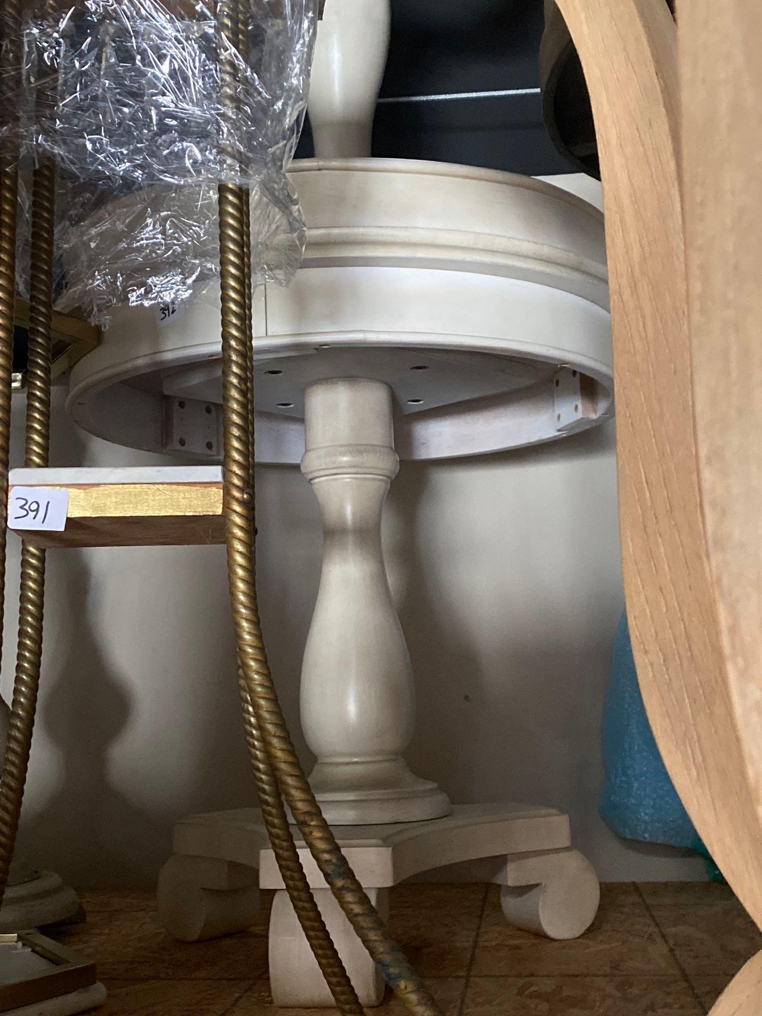 No Shipping  Pair Of White Round Wooden Side Tables (1 of 1)