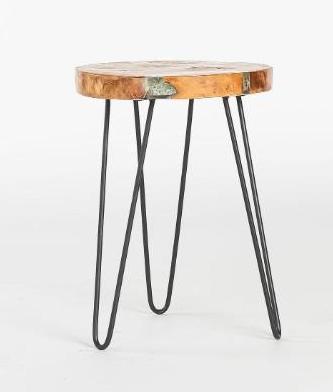No Shipping  Wood & Metal Side Table (1 of 2)
