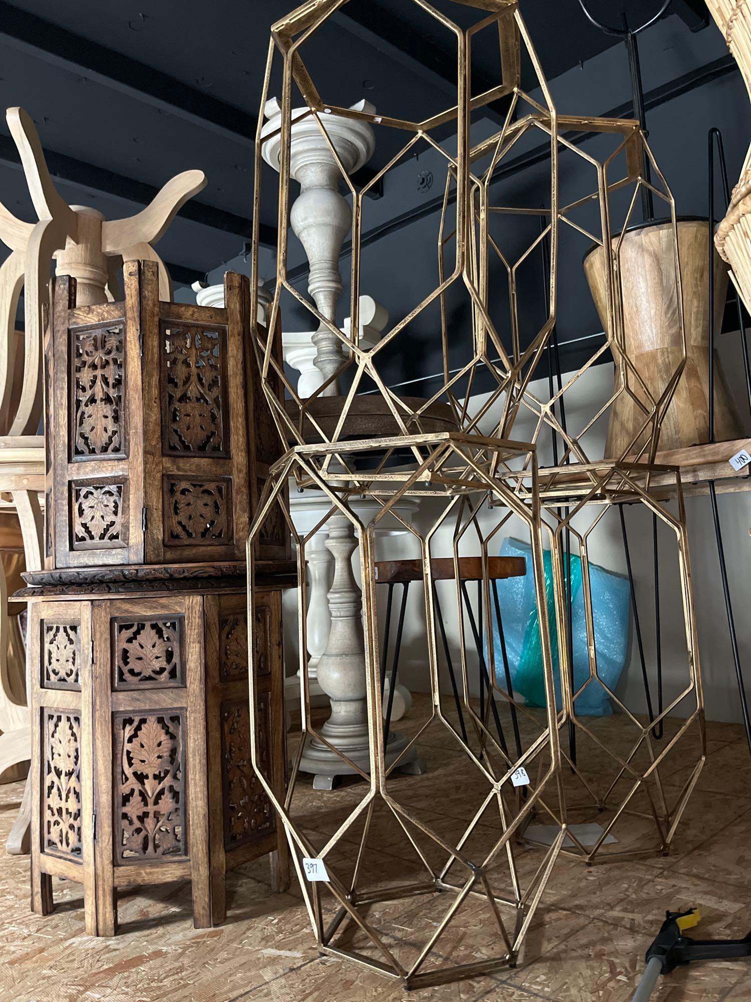 No Shipping  Pair Of Gold Geometric Side Tables (1 of 2)