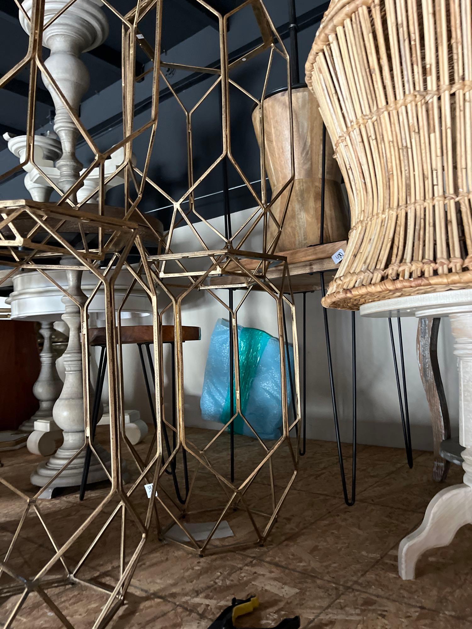 No Shipping  Pair Of Gold Geometric Side Tables (1 of 2)