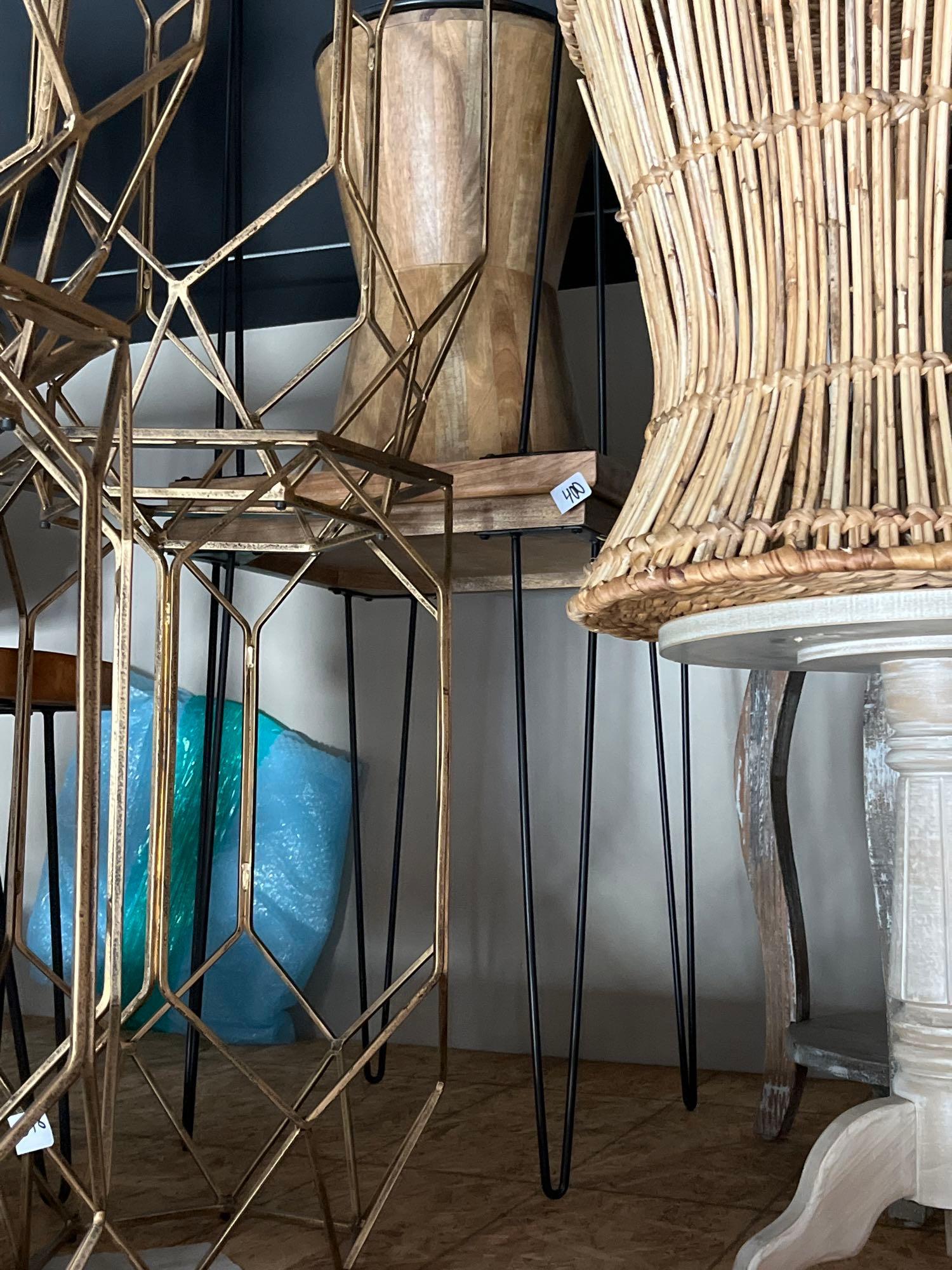 No Shipping  Pair Of Metal And Wood Side Tables (1 of 2)