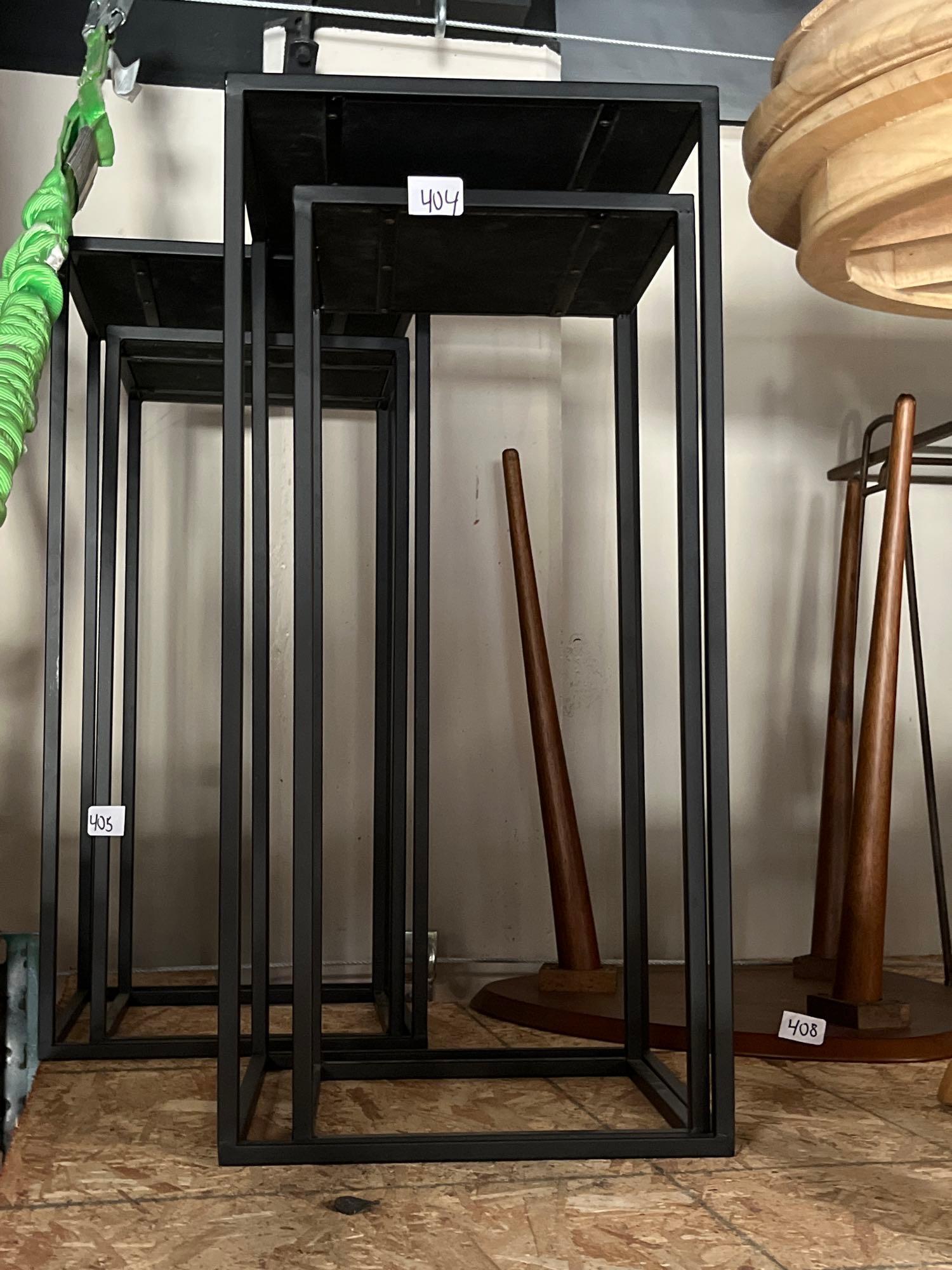 No Shipping  Pair Of Black Metal Nesting Tables (1 of 2)