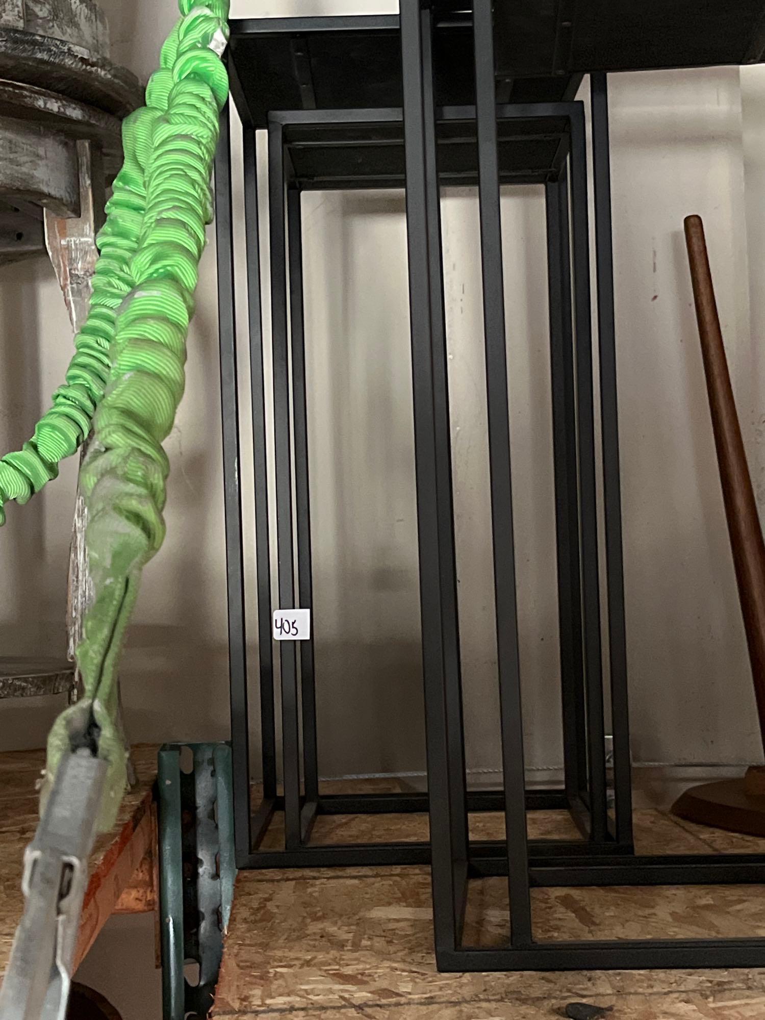 No Shipping  Pair Of Black Metal Nesting Tables (1 of 1)