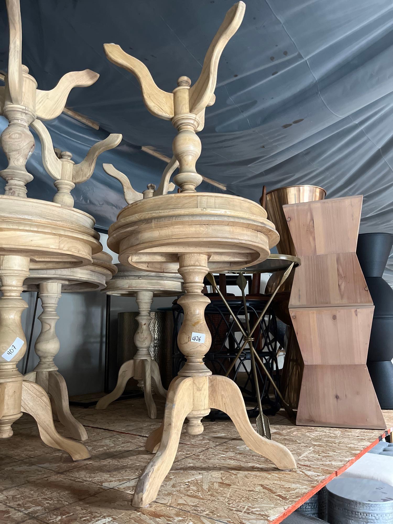 No Shipping  Pair Of Wooden Pedestal Side Tables (1 of 2)