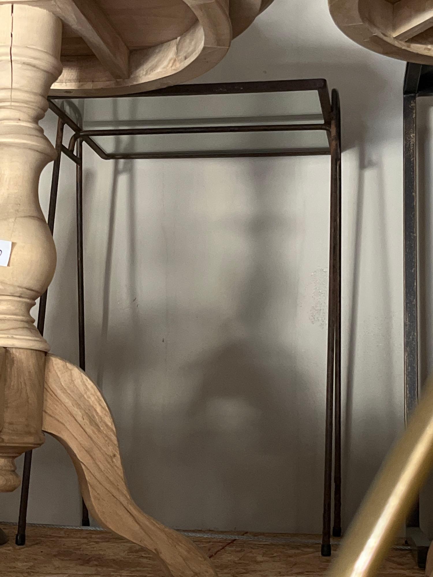 No Shipping  Metal Side Table With Glass Top (1 of 1)