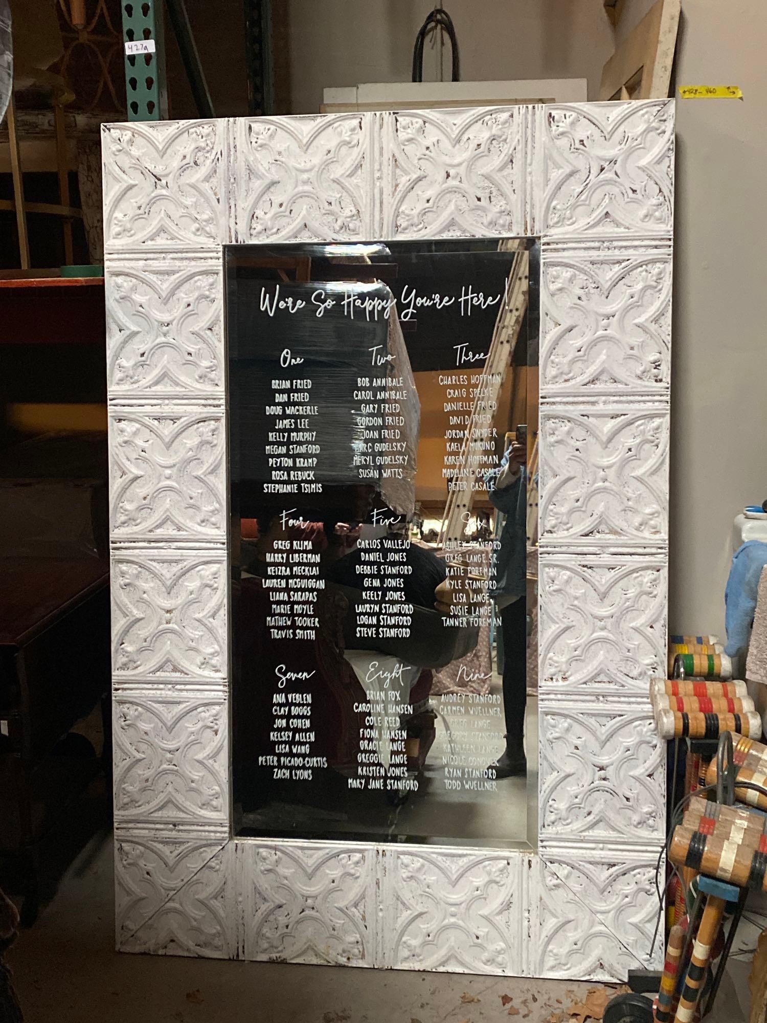 No Shipping  Large White Metal Framed Mirror (1 of 6)