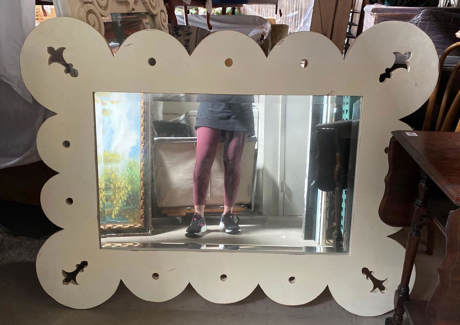 No Shipping  Large White Mirror (1 of 4)