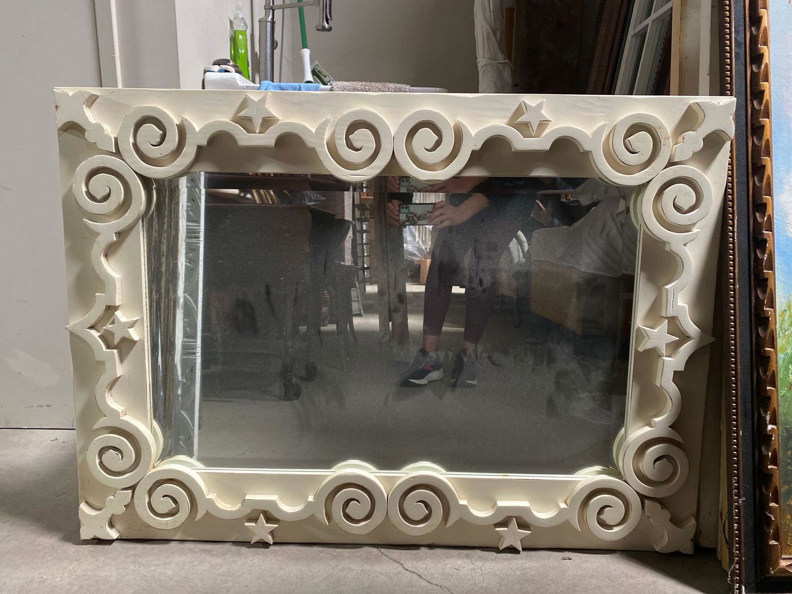 No Shipping  White Bevelled Wall Mirror (1 of 4)