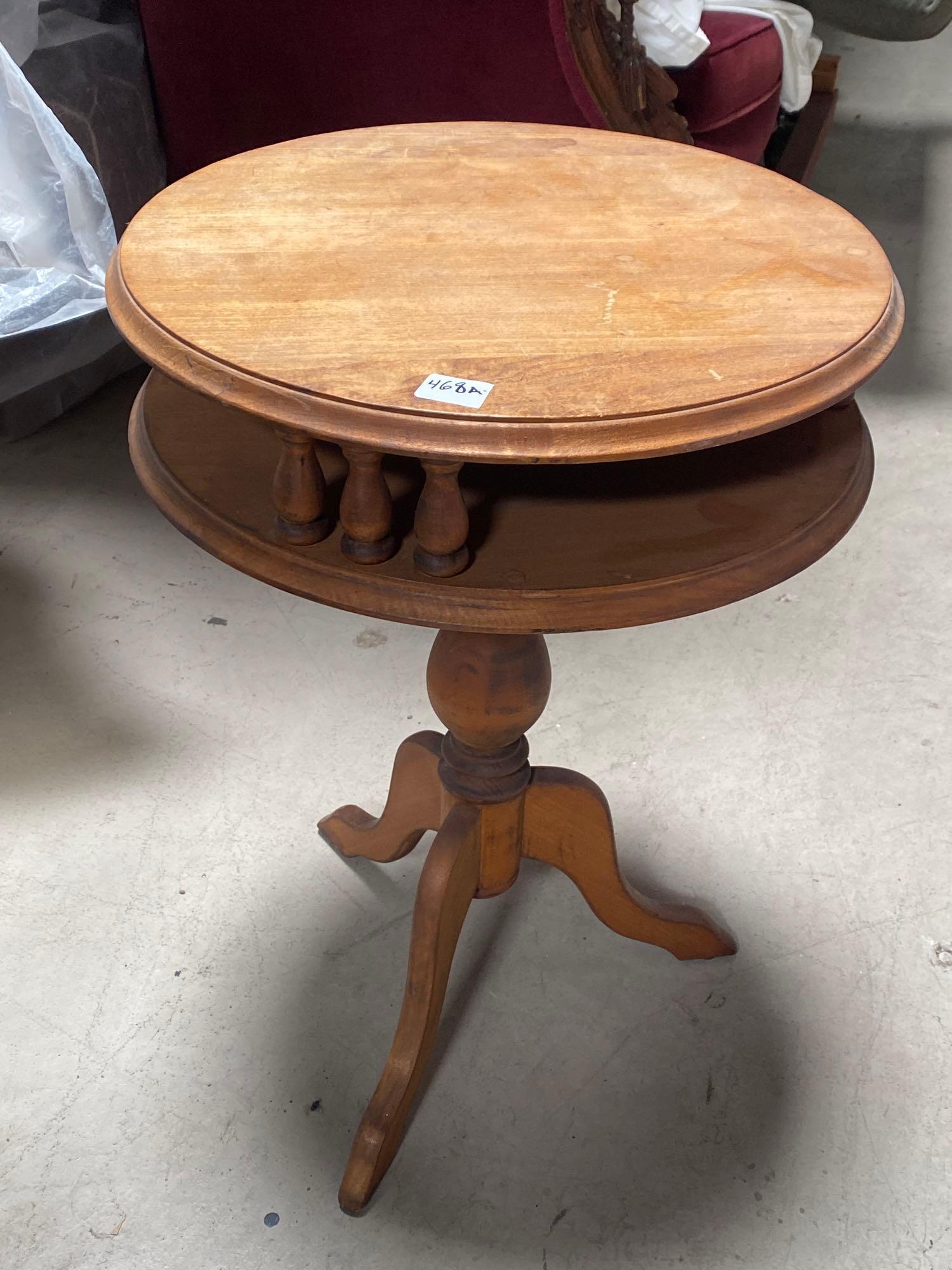 No Shipping  Vintage Round Wooden Side Table (1 of 3)