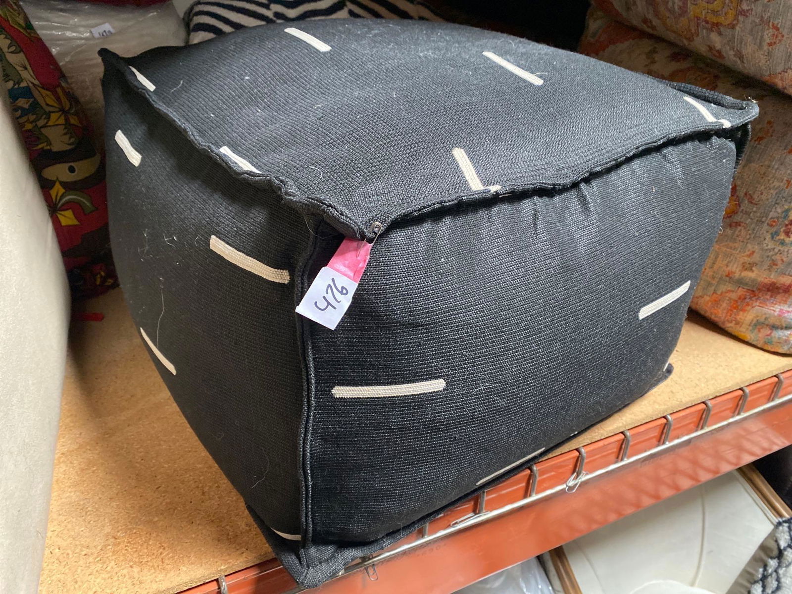No Shipping  Black & White Square Pouf (1 of 3)