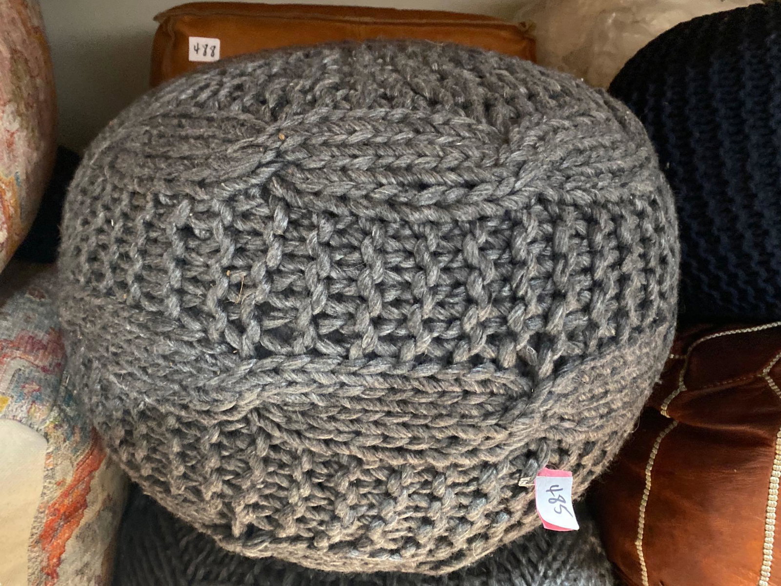 No Shipping Grey Knit Pouf: LOCAL PICK UP ONLY, WESTSIDE SANTA CRUZ, 95060 LOCAL PICK UP ONLY, WESTSIDE SANTA CRUZ, 95493 NO SHIPPING, Grey Knit Pouf NO SHIPPING AVAILABLE All items sold as is where is. There are No guarantees t