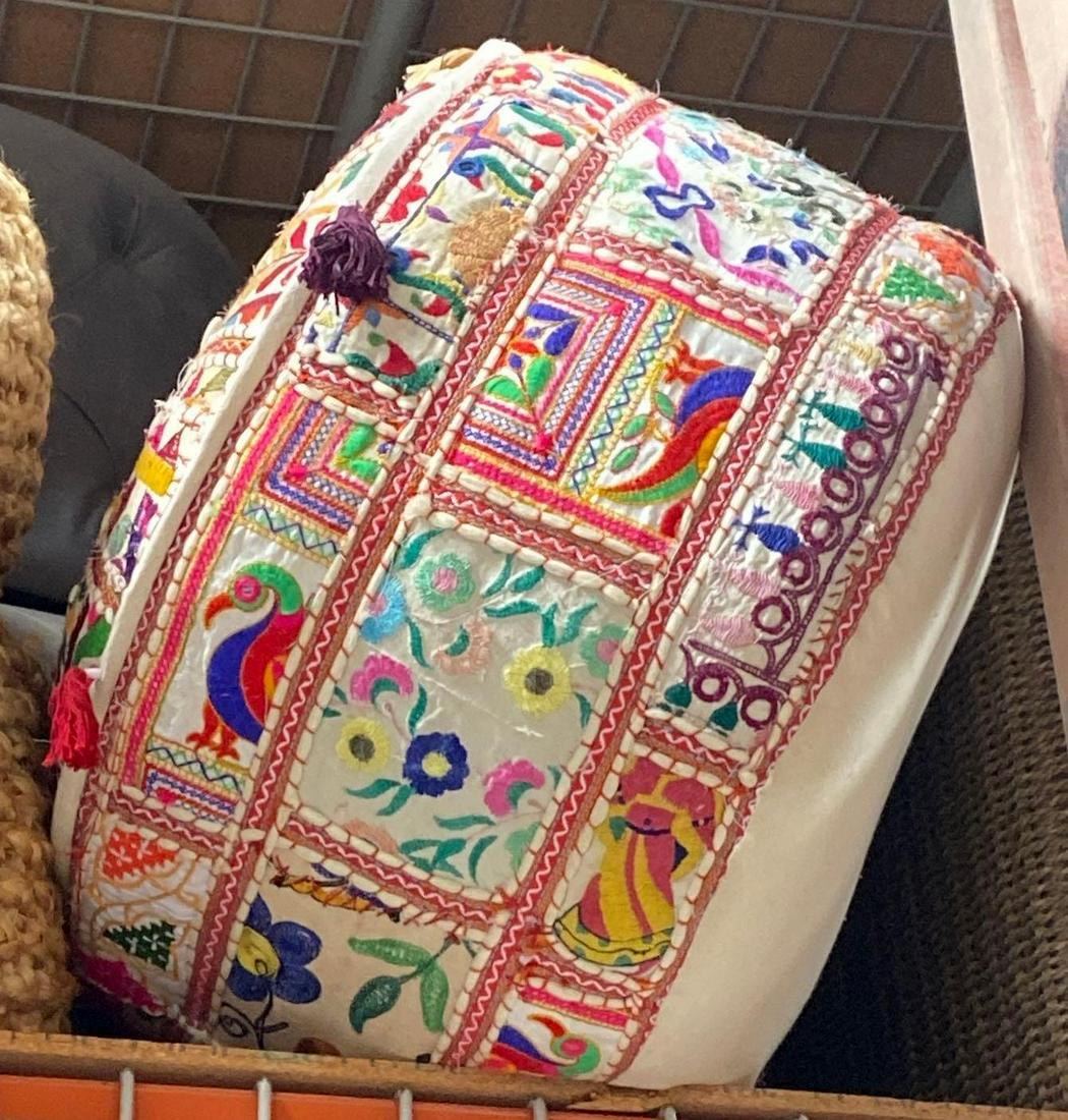 No Shipping Embroidered Pouf: LOCAL PICK UP ONLY, WESTSIDE SANTA CRUZ, 95060 LOCAL PICK UP ONLY, WESTSIDE SANTA CRUZ, 95568 NO SHIPPING, Embroidered Pouf NO SHIPPING AVAILABLE All items sold as is where is. There are No guarantees