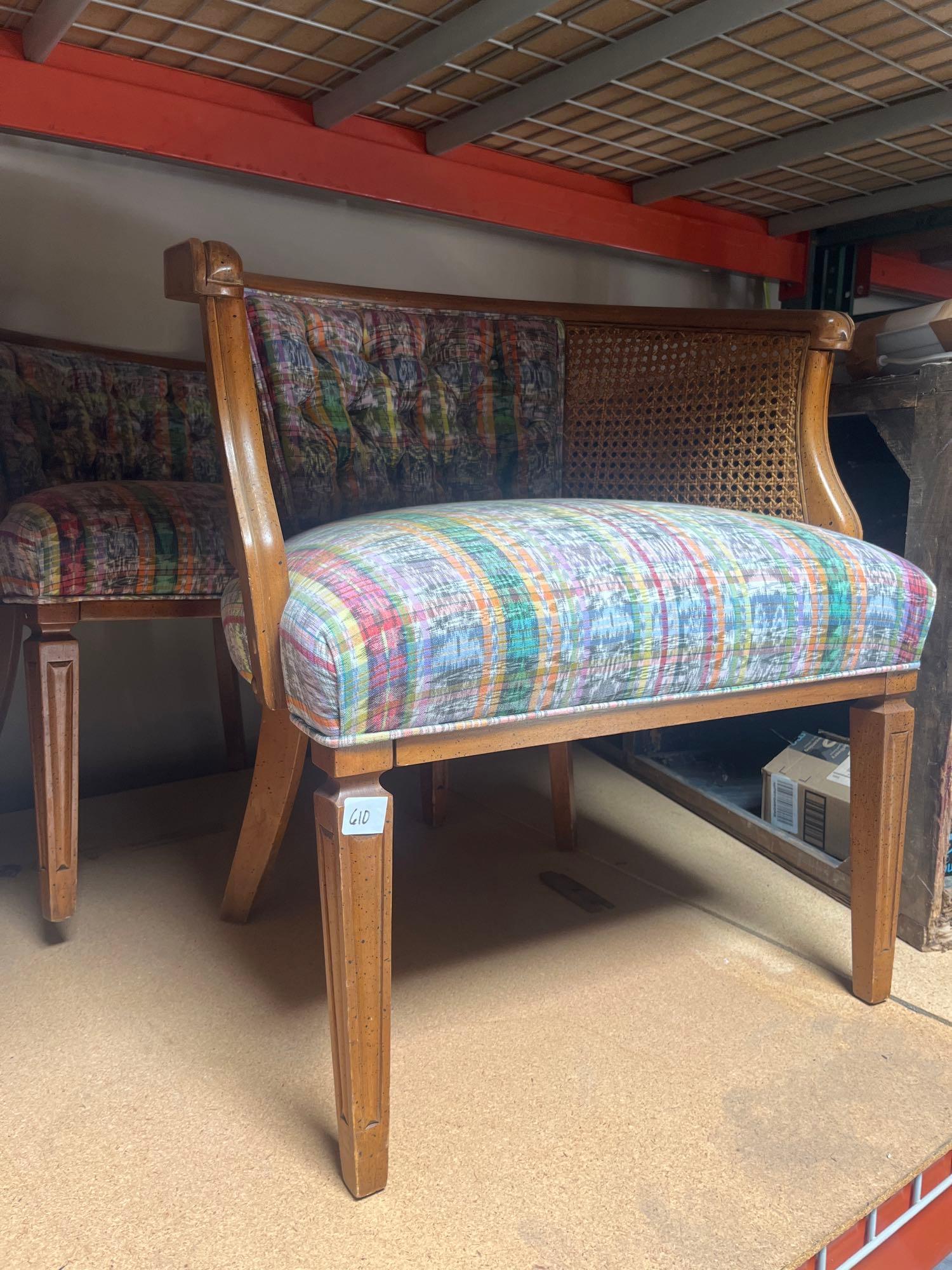 No Shipping  Pair Of Colorful Cane Back Chairs (1 of 4)