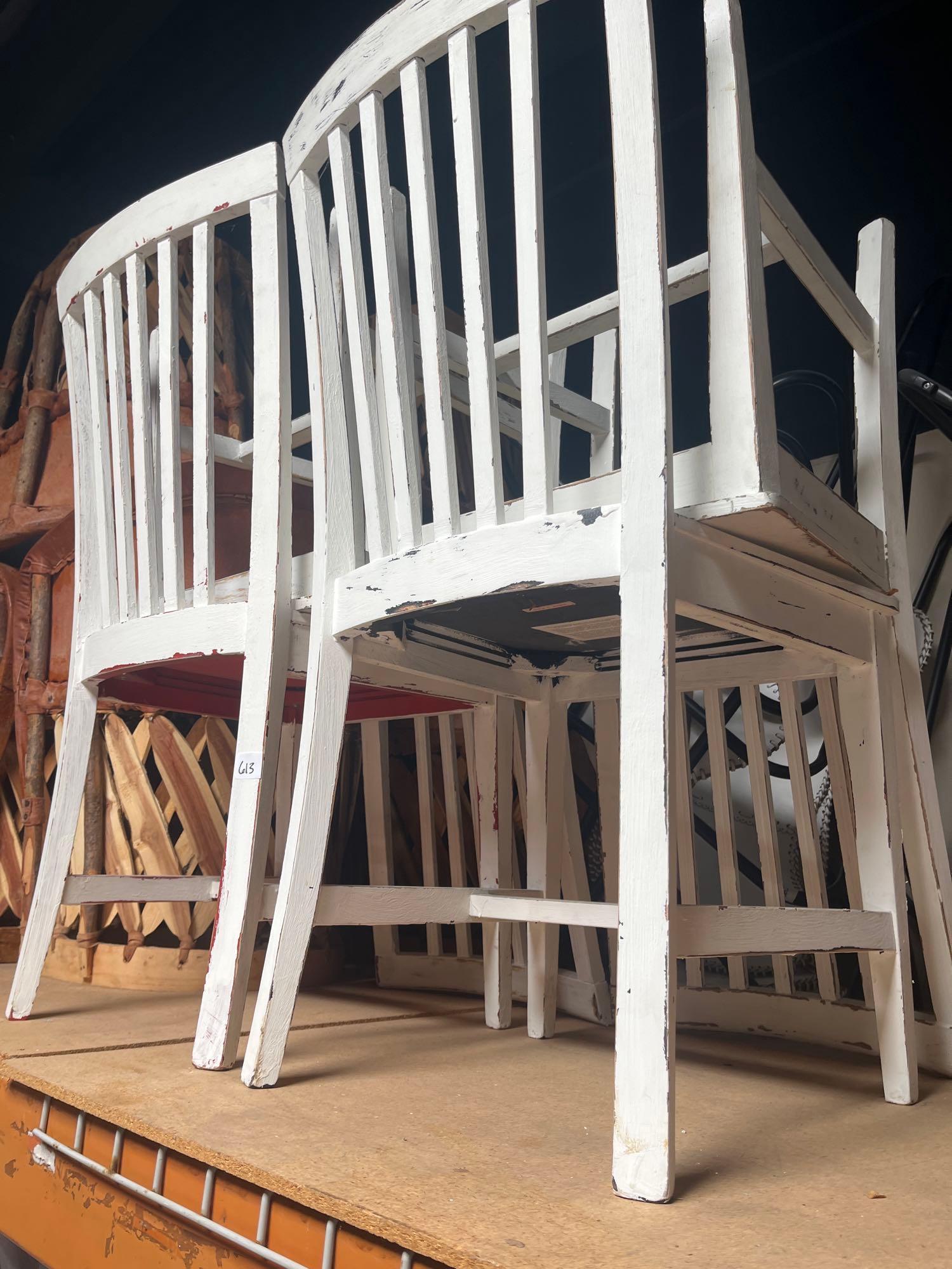 No Shipping  4 Wooden Painted White Chairs (1 of 1)