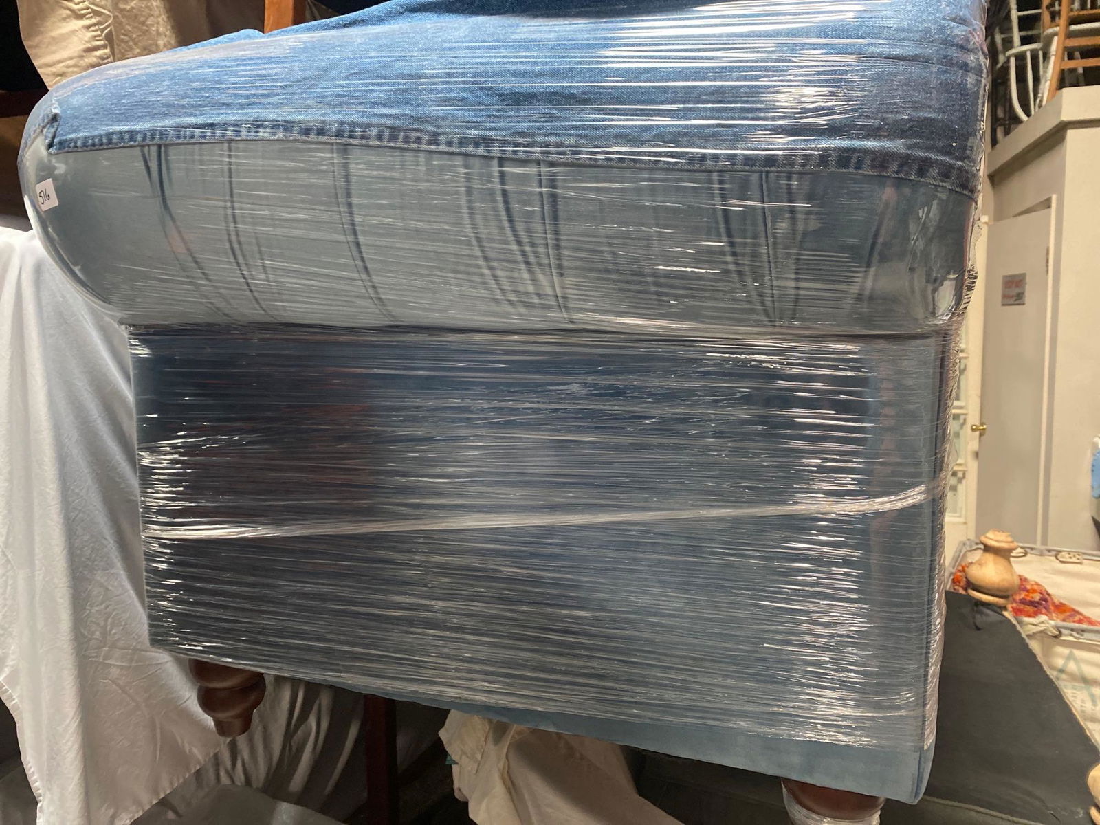 No Shipping  Blue Velvet Sofa (1 of 1)