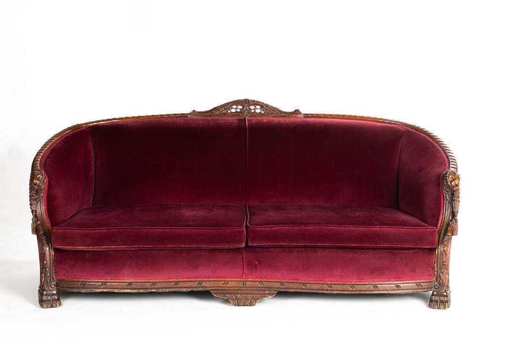 No Shipping  Vintage Burgundy Sofa (1 of 3)