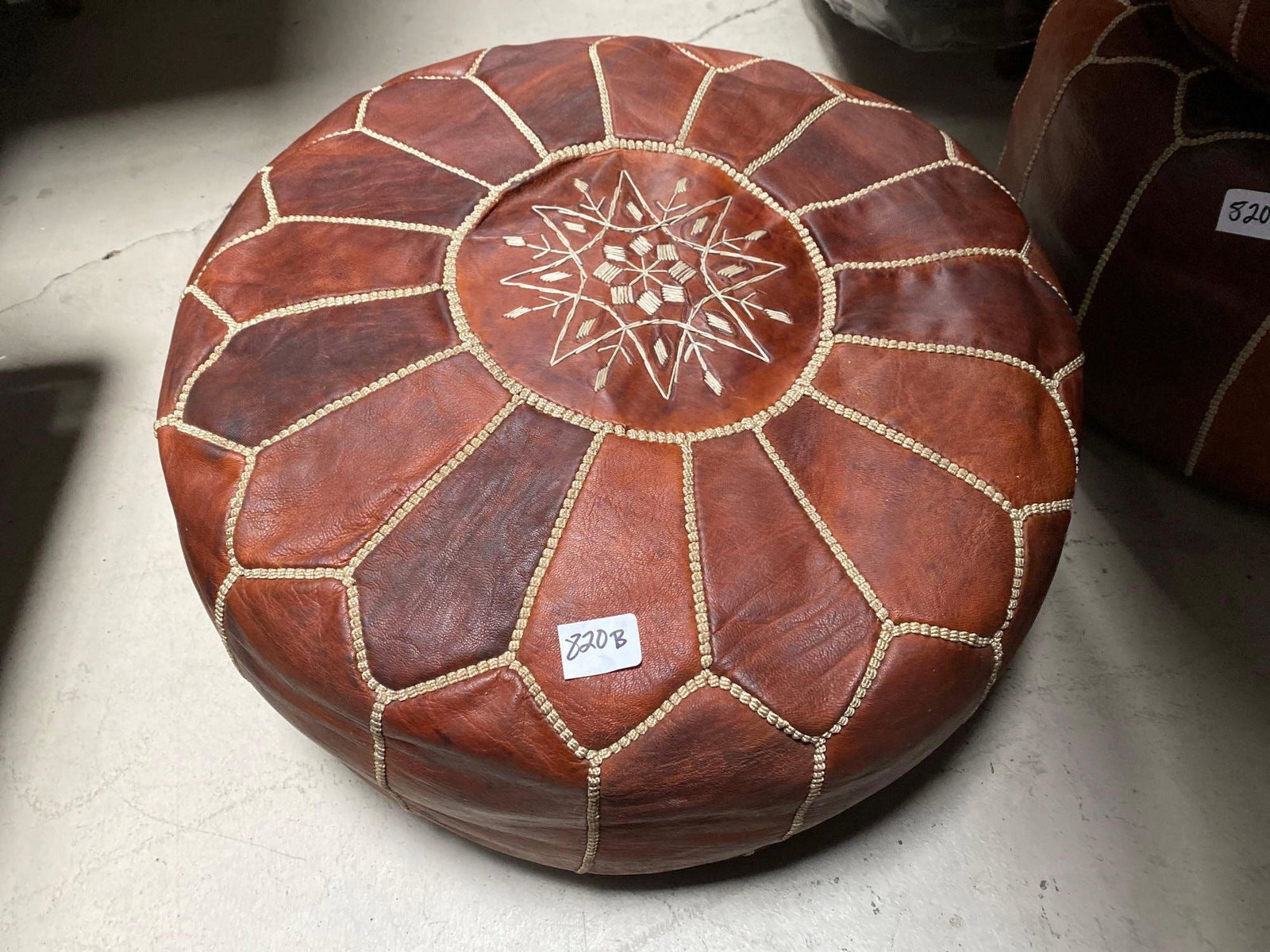 No Shipping Embroidered Leather Pouf: LOCAL PICK UP ONLY, WESTSIDE SANTA CRUZ, 95060 LOCAL PICK UP ONLY, WESTSIDE SANTA CRUZ, 95645 NO SHIPPING, Embroidered Leather Pouf NO SHIPPING AVAILABLE All items sold as is where is. There are No gu