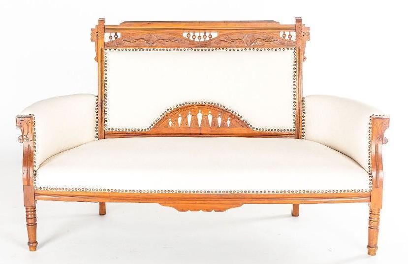 No Shipping Antique Natural Linen Settee: LOCAL PICK UP ONLY, WESTSIDE SANTA CRUZ, 95060 LOCAL PICK UP ONLY, WESTSIDE SANTA CRUZ, 95654 NO SHIPPING, Antique Natural Linen Settee NO SHIPPING AVAILABLE All items sold as is where is. There are N