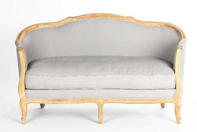 No Shipping  Vintage Grey Linen Settee (1 of 2)