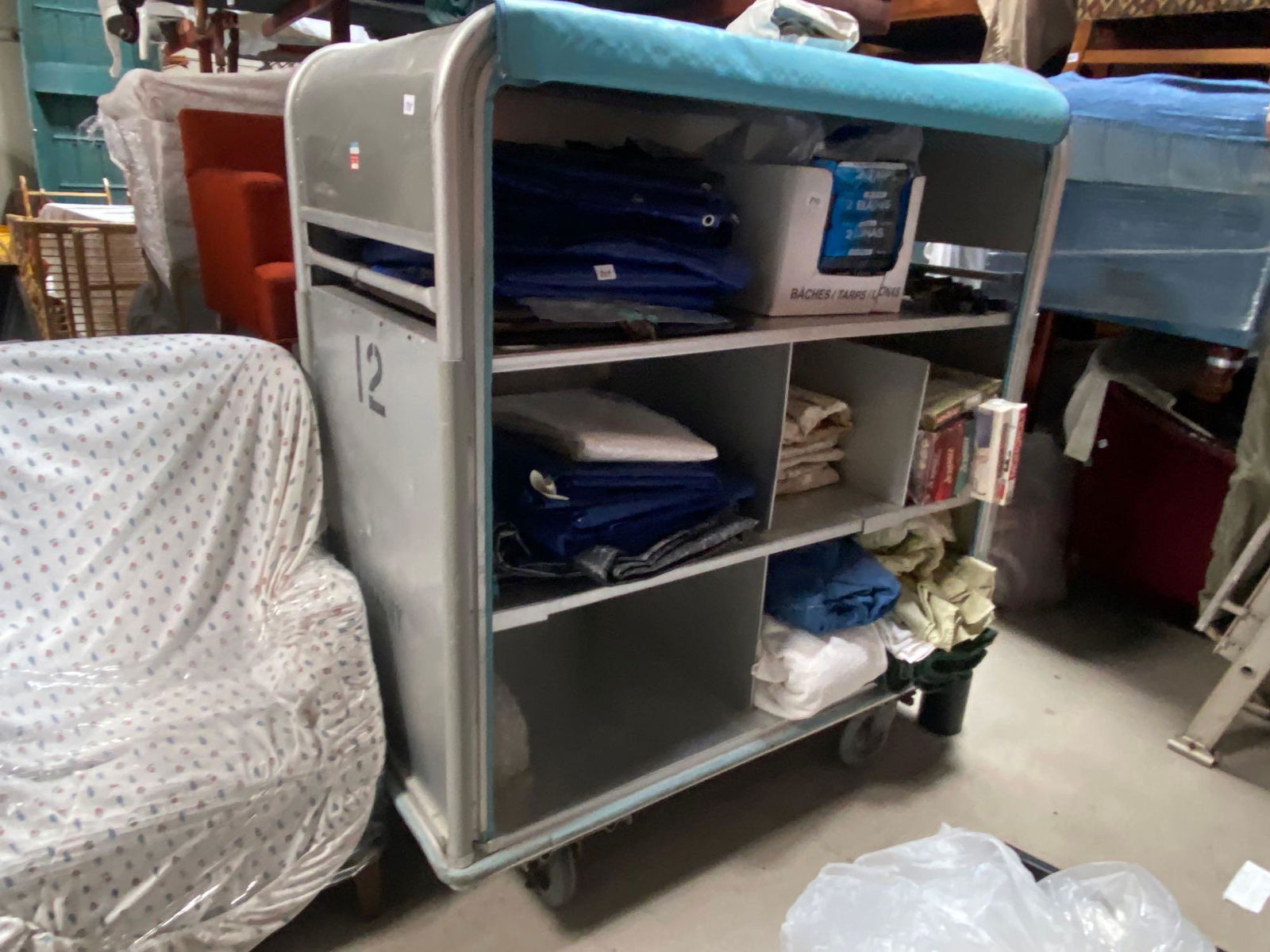 No Shipping  Vintage Hotel Laundry Cart (1 of 5)