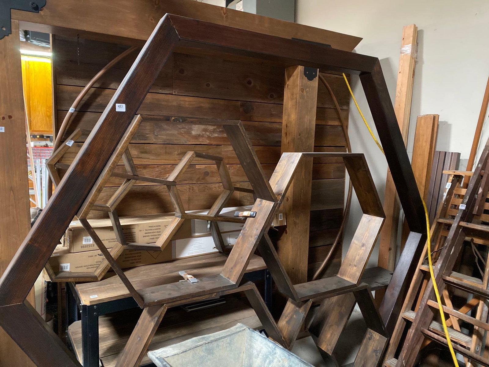 No Shipping Wooden Hexagon Shelf: LOCAL PICK UP ONLY, WESTSIDE SANTA CRUZ, 95060 LOCAL PICK UP ONLY, WESTSIDE SANTA CRUZ, 95711 NO SHIPPING, Wooden Hexagon Shelf NO SHIPPING AVAILABLE All items sold as is where is. There are No guaran