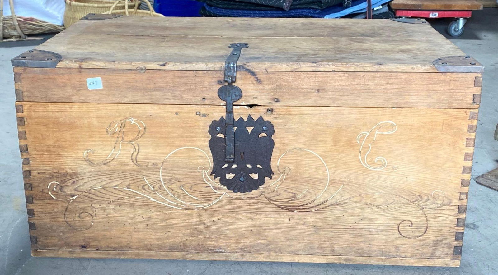 No Shipping  Iron Mounted Wooden Trunk (1 of 12)