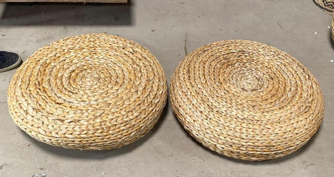No Shipping  Pair Of Woven Ottomans (1 of 3)