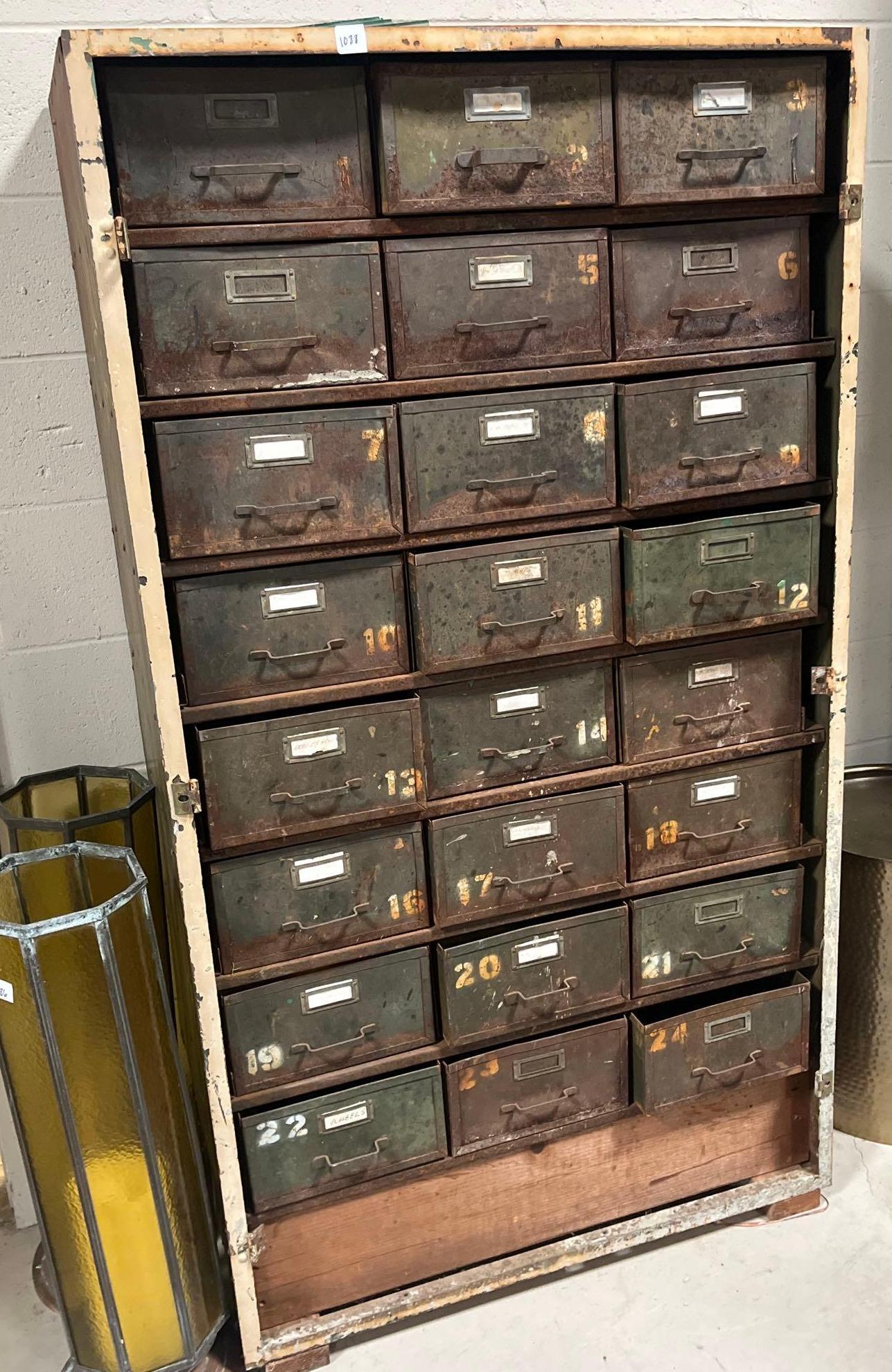 No Shipping  Industrial Metal Shelving Unit With 24 Drawers (1 of 3)