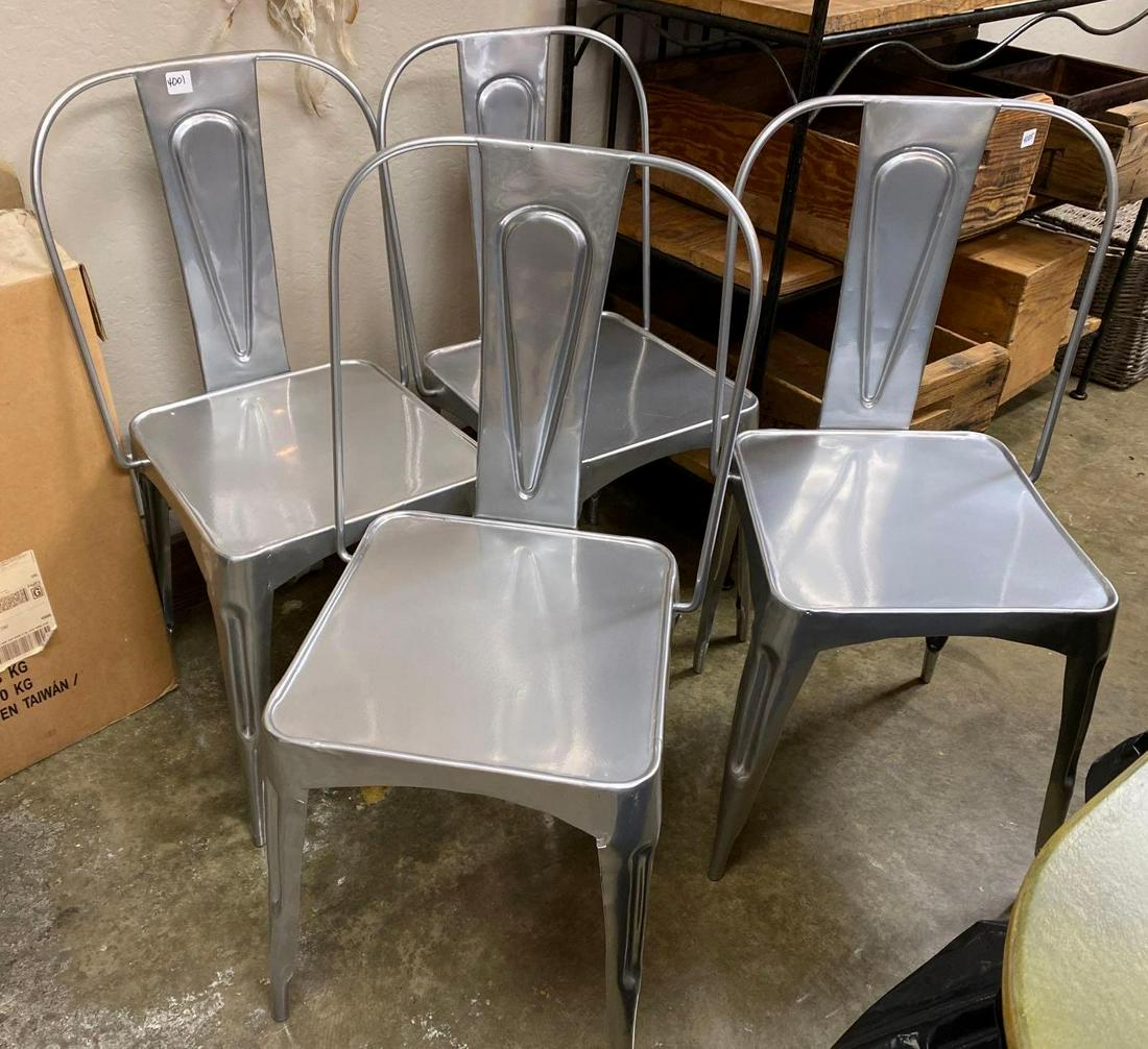 No Shipping 4 Silver Industrial Metal Chairs: LOCAL PICK UP ONLY, WESTSIDE SANTA CRUZ, 95060 LOCAL PICK UP ONLY, WESTSIDE SANTA CRUZ, 95884 NO SHIPPING, 4 Silver Metal Chairs NO SHIPPING AVAILABLE All items sold as is where is. There are No guara