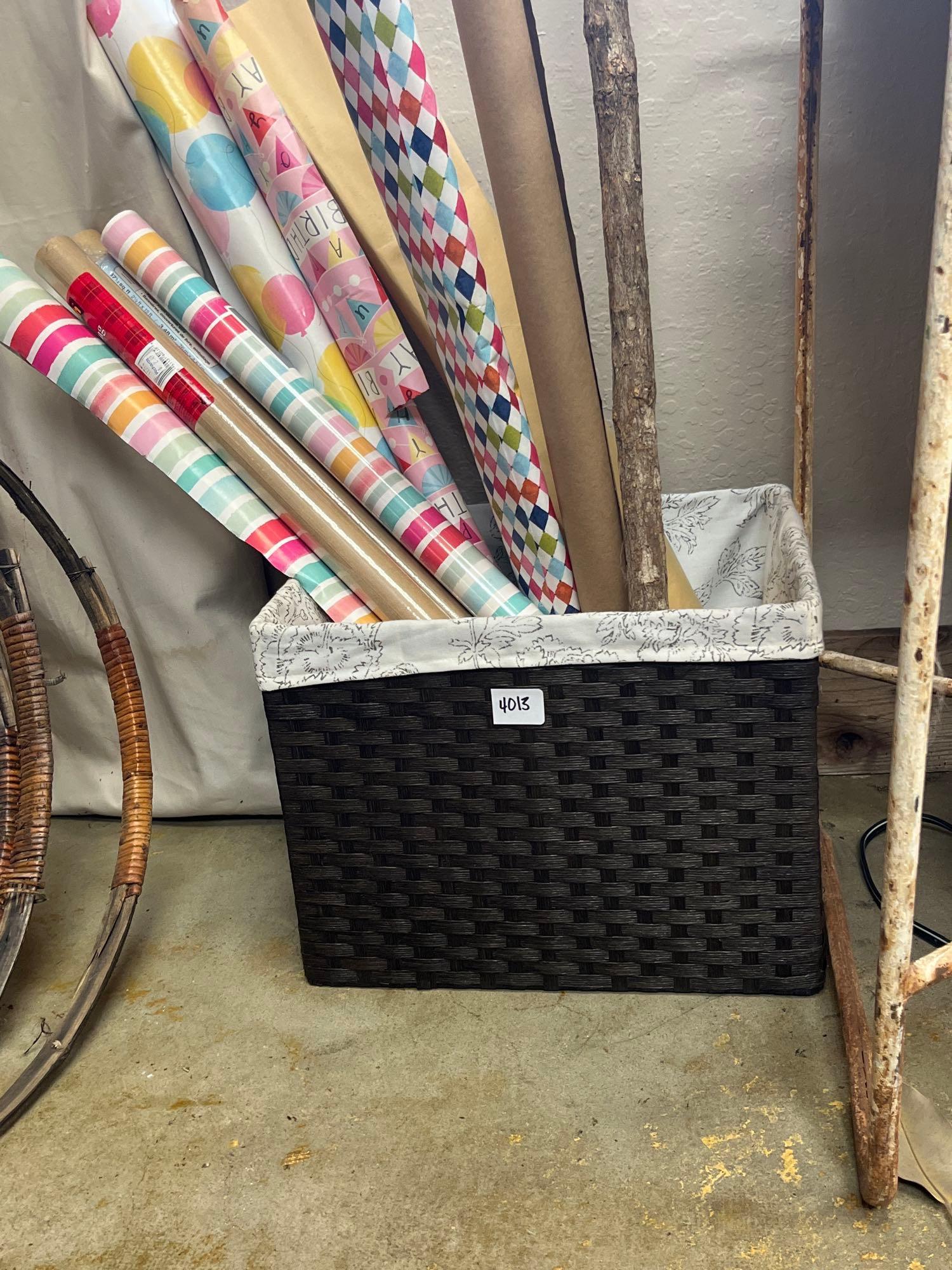 No Shipping Crate With Lot Of Multi Colored Wrapping Papers And A Live Wood Broom: LOCAL PICK UP ONLY, WESTSIDE SANTA CRUZ, 95060 LOCAL PICK UP ONLY, WESTSIDE SANTA CRUZ, 95901 NO SHIPPING, Crate With Lot Of Multi Colored Wrapping Papers And A Live Wood Broom NO SHIPPING AVAILABLE A