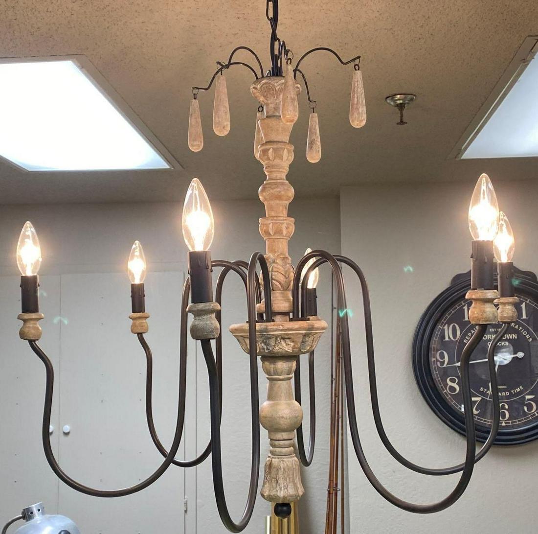 No Shipping Wood & Metal Chandelier: LOCAL PICK UP ONLY, WESTSIDE SANTA CRUZ, 95060 LOCAL PICK UP ONLY, WESTSIDE SANTA CRUZ, 95933 NO SHIPPING, Wood & Metal Chandelier NO SHIPPING AVAILABLE All items sold as is where is. There are No gua